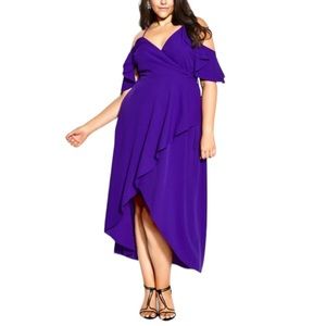 City Chic Purple Cold-Shoulder Maxi Dress